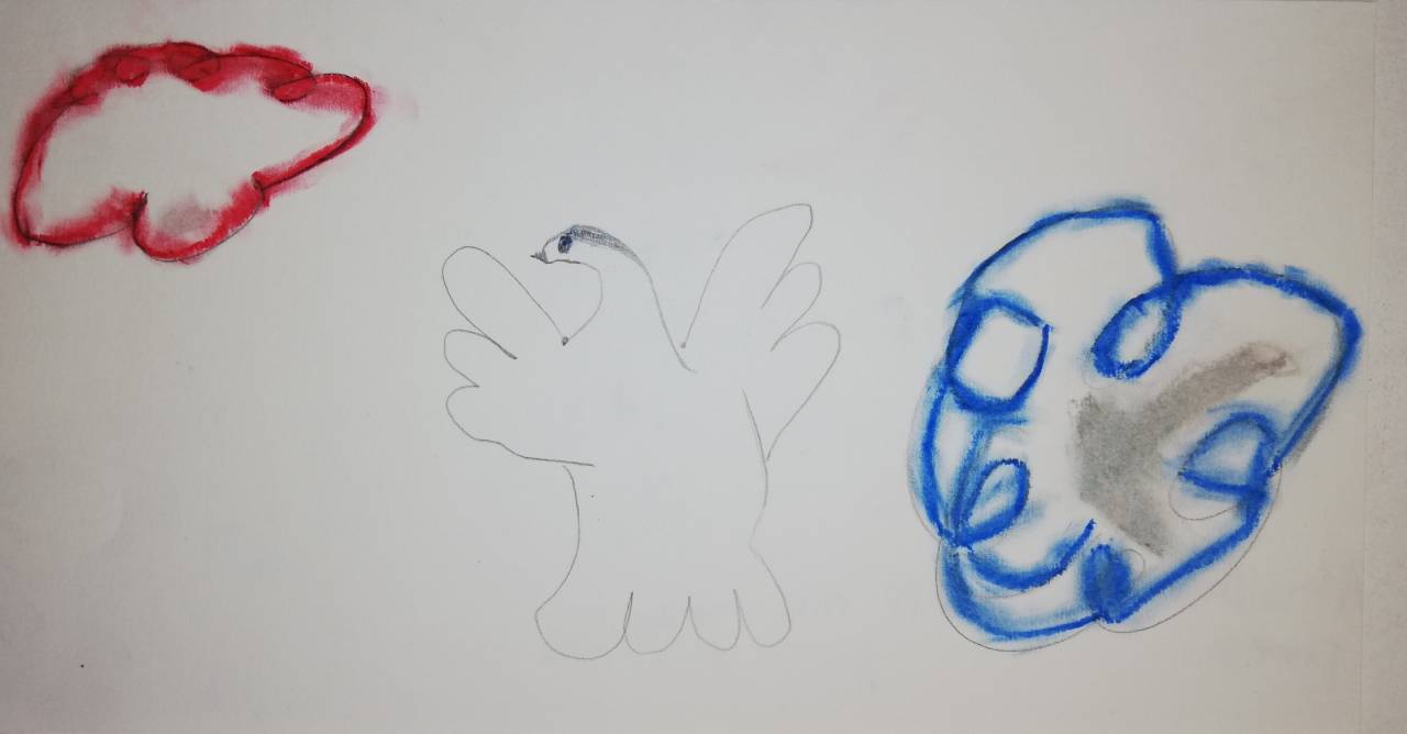 La paloma de la Paz, dibujo de Almudena Pérez (todos los derechos otorgados a la Fundación Orden de la Paz para el concurso Picasso Cuadros Sinfónicos en Málaga)