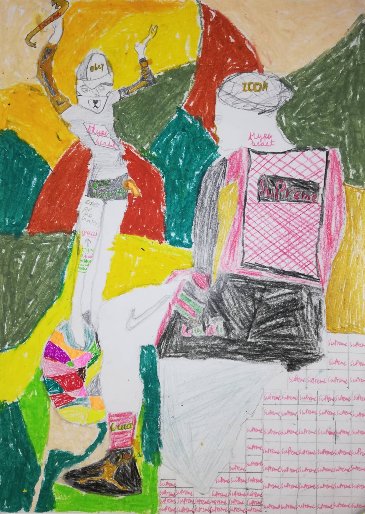 Acróbata con balón, dibujo de Andrew Lawrence (todos los derechos otorgados a la Fundación Orden de la Paz para el concurso Picasso Cuadros Sinfónicos en Málaga)