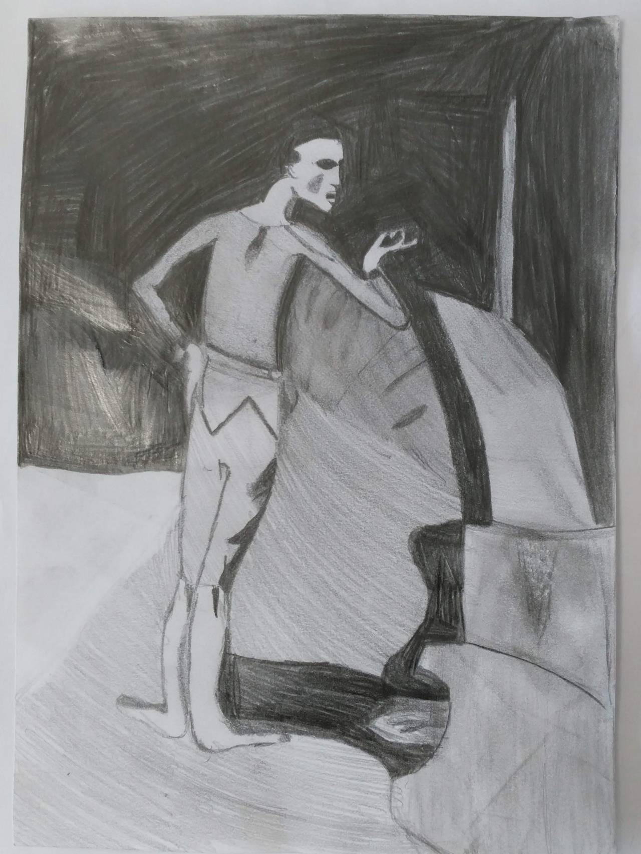 El Actor, dibujo de Elena Eyers (todos los derechos otorgados a la Fundación Orden de la Paz para el concurso Picasso Cuadros Sinfónicos en Málaga)